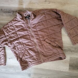 Quilted Brown Zip-Up Jacket